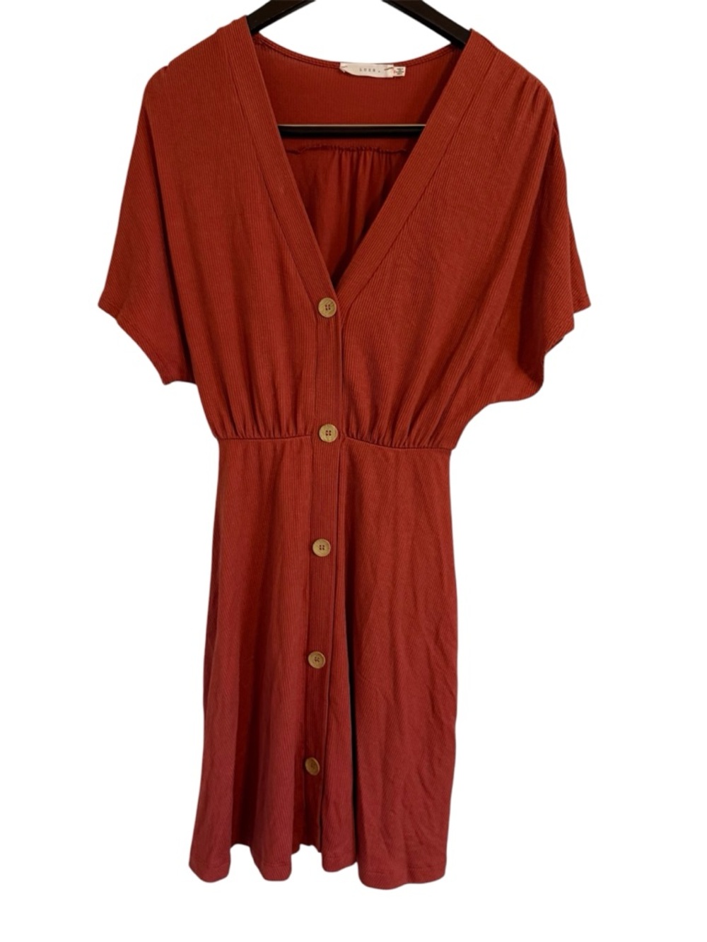 Lush Casual Button-Front Rust Women's Dress Size Small